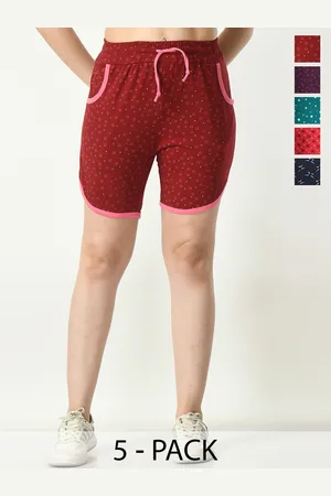 BAESD Women Pack Of 5 Conversational Printed High-Rise Hot Pant Shorts