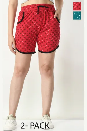 BAESD Women Pack Of 2 Conversational Printed High-Rise Hot Pant Shorts