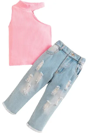 Stylecast Girls Pink Ribbed Top With Trousers