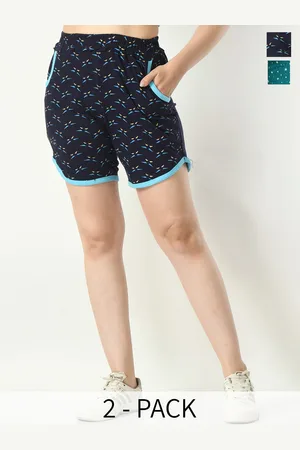 BAESD Women Pack Of 2 Conversational Printed High-Rise Cotton Hot Pants Shorts