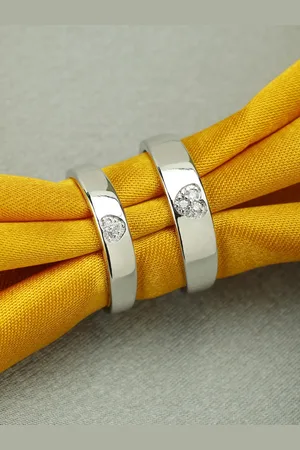 Peora Silver-Plated CZ Stone-Studded Couple Rings