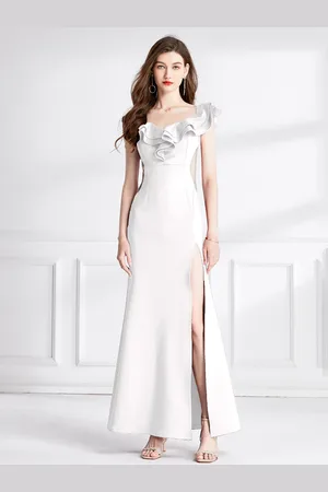 JC Collection Off Shoulder Flutter Sleeves Maxi Dress