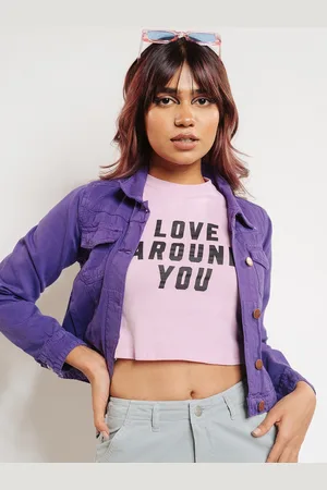 FREAKINS Cotton Crop Denim Jacket