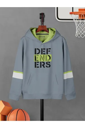 HELLCAT Boys Typography Printed Hooded Cotton Pullover