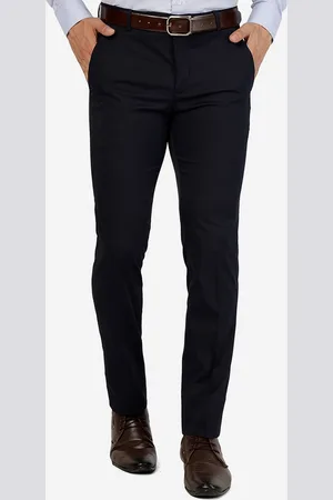 Greenfibre Men Mid Rise Super Slim Fit Plain Formal Trousers