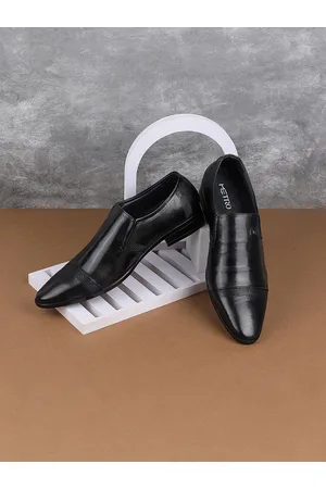 Metro Men Textured Leather Formal Slip-On Shoes