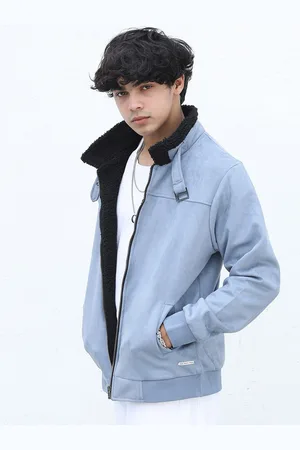 Campus Suede Mock Collar Windcheater Denim Jacket