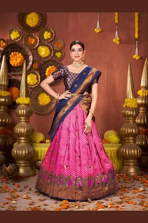 SHOPGARB Ethnic Motifs Woven Design Semi-Stitched Lehenga & Unstitched Blouse With Dupatta
