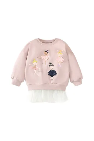 Stylecast Girls Pink Graphic Printed Embellished Cotton Pullover