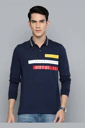 Indian Terrain Polo Collar Brand Logo Printed Pure Cotton T-shirt