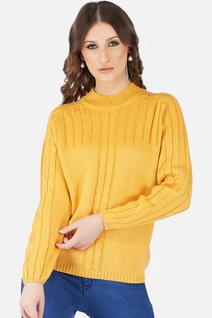Chemistry Cable Knit Self Design Acrylic Pullover Sweater
