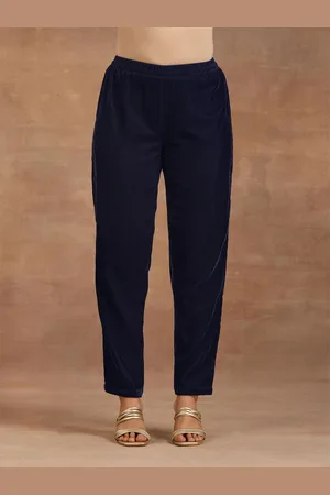 trueBrowns Women Mid Rise Velvet Trousers