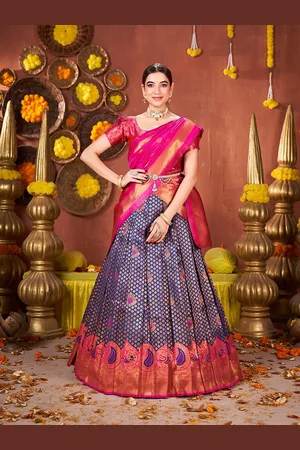 SHOPGARB Ethnic Motifs Woven Design Semi-Stitched Lehenga & Unstitched Blouse With Dupatta
