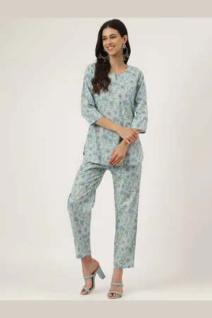 Kalini Floral Printed Pure Cotton Tunic With Trouser