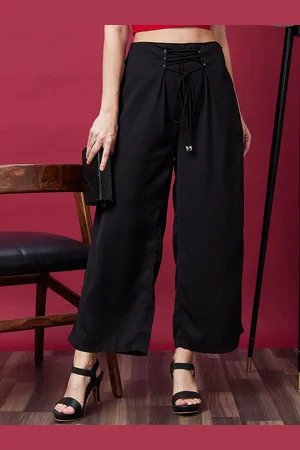 Globus Women Loose Fit High-Rise Cotton Trousers