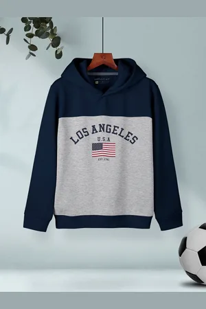 HELLCAT Boys Colourblocked Hooded Long Sleeve Pullover Sweatshirt