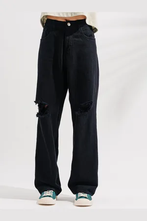 FREAKINS Men Cotton Ripped Mildly Distressed Straight Fit High-Rise Jeans
