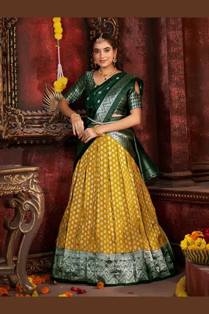 SHOPGARB Woven Design Semi-Stitched Lehenga & Unstitched Blouse With Dupatta
