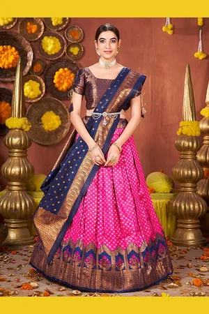 SHOPGARB Ethnic Motifs Woven Design Semi-Stitched Lehenga & Unstitched Blouse With Dupatta