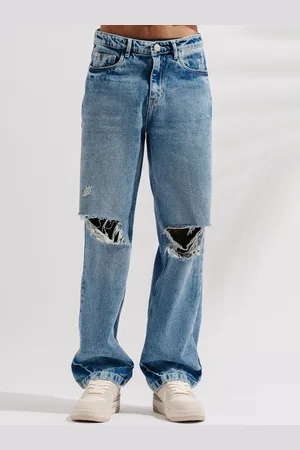 FREAKINS Men Straight Fit Mildly Distressed High-Rise Pure Cotton Jeans