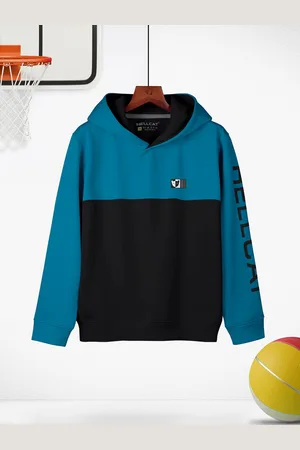 HELLCAT Girls Colourblocked Hooded Regular Fit Cotton T-Shirt