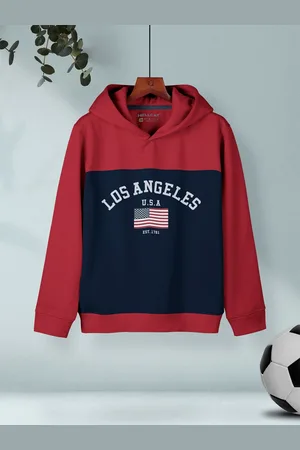 HELLCAT Boys Typography Printed Hooded Ribbed Cotton Pullover