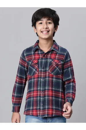 Oxolloxo Boys Relaxed Tartan Checked Cotton Casual Shirt