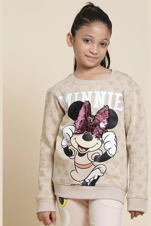 Kidsville Girls Minnie Mouse Printed Sequinned Pullover Sweatshirt