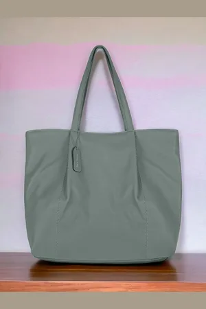 Mast & Harbour Green PU Oversized Shopper Tote Bag