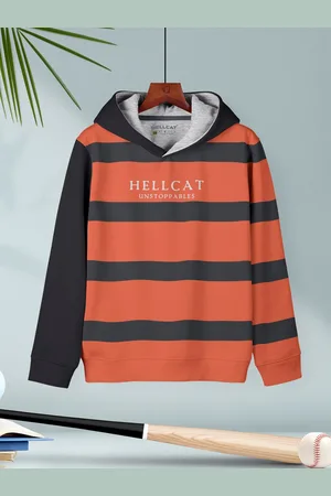 HELLCAT Boys Striped Hooded Long Sleeve Pullover Sweatshirt