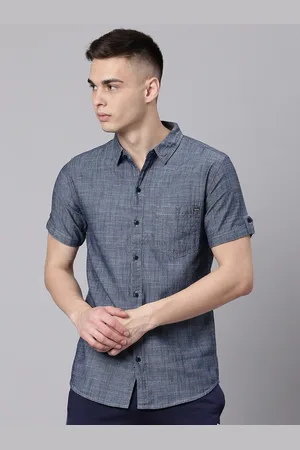 High Star Men Spread Collar Casual Shirt