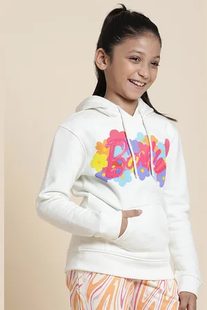 Kidsville Girls Barbie Printed Sequinned Hooded Pullover Sweatshirt