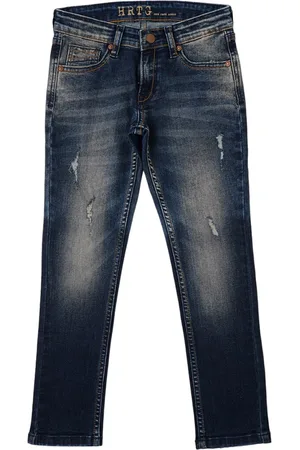 Pepe Jeans Boys Blue Slim Fit Mildly Distressed Light Fade Stretchable Jeans
