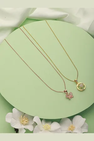 Jazz and Sizzle Set Of 2 Rose Gold Plated & Gold Plated Pendant With Chain