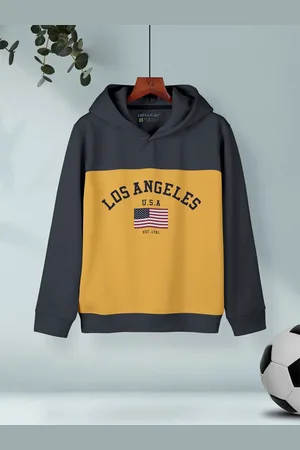 HELLCAT Boys Colourblocked Hooded Long Sleeve Pullover Sweatshirt