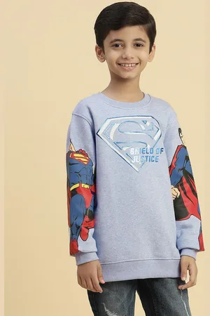 Kidsville Boys Superman Printed Ribbed Pullover Sweatshirt