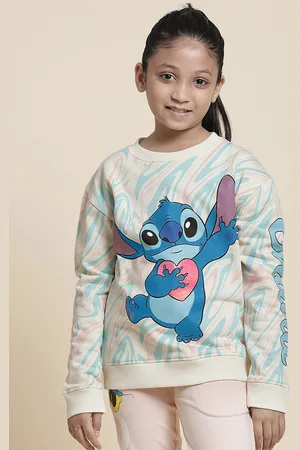 Kidsville Girls Lilo & Stitch Disney Printed Ribbed Pullover Sweatshirt