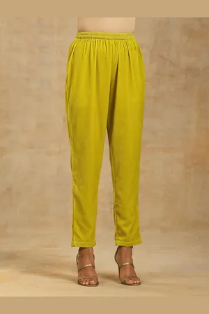 trueBrowns Women Straight Fit Velvet Regular Trouser