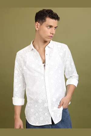 Highlander Men Textured Crochet Relaxed Shirt