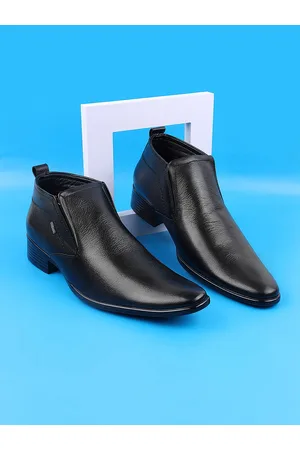 Metro Men Black Solid Formal Slip-ons