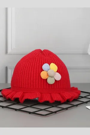Yellow bee Girls Self Design Woollen Beanie