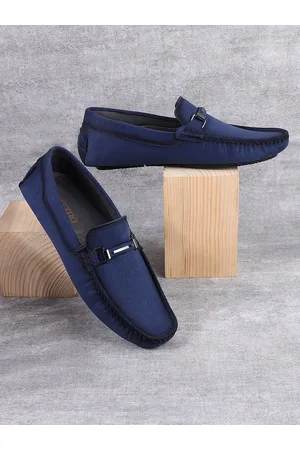 Metro Men Blue Leather Loafers