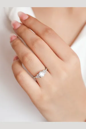 Zavya Women Rhodium-Plated CZ Studded 925 Pure Sterling Silver Finger Ring