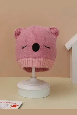 Yellow bee Girls Self Design Woollen Beanie