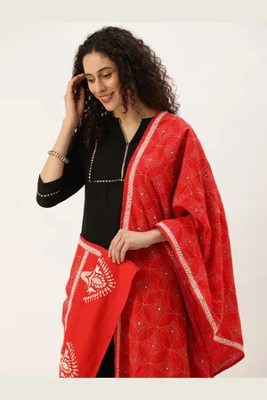 ArtEastri Embroidered Ethnic Motifs Cotton Kantha Work Dupatta