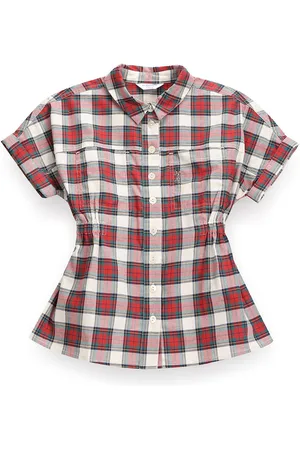 Ralph Lauren Girls Checked Shirt Collar Cotton Shirt Dress