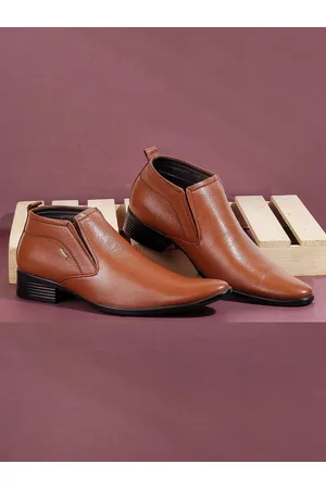 Metro Men Tan Brown Solid Leather Formal Slip-Ons