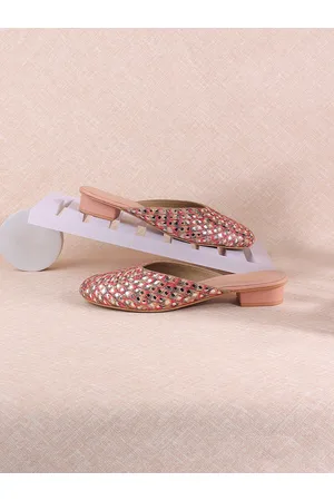 Metro Embellished Round Toe Block Mules