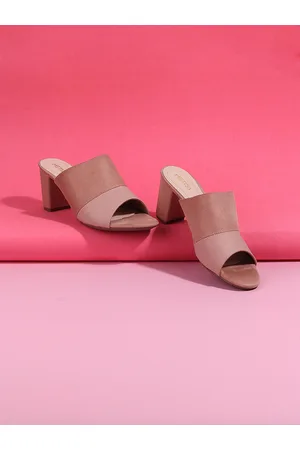 Metro Peach-Coloured Block Mules