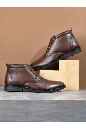 Metro Men Textured Leather Mid-Top Formal Derbys